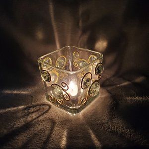 Square Glass Luminary Vase 3.5" Tall x 3.5" Wide Gold